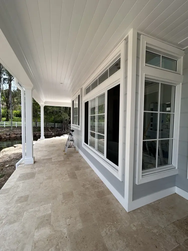 Patio area cottage style security window screens